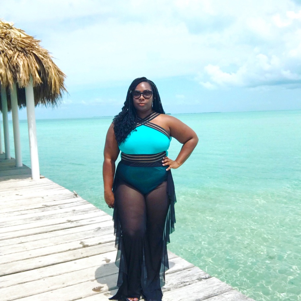 Turquoise Cross Halter Swimsuit